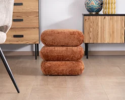 Pouf 3 niveaux pivotants design organique en tissu tramé cuivré « Flow » esprit rétro chic