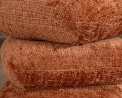 Pouf 3 niveaux pivotants design organique en tissu tramé cuivré « Flow » esprit rétro chic