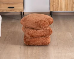 Pouf 3 niveaux pivotants design organique en tissu tramé cuivré « Flow » esprit rétro chic