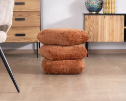 Pouf 3 niveaux pivotants design organique en tissu tramé cuivré « Flow » esprit rétro chic