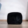 Pouf carré en velours côtelé anthracite "Lizard" esprit cosy chic