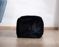 Pouf carré en velours côtelé anthracite 