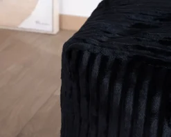 Pouf carré en velours côtelé anthracite 