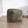 Pouf cubique en velours côtelé kaki "Lizard"