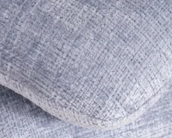 Pouf design pivotant en tissu tramé bleu glacier à reflets lumineux « Flow » esprit scandinave