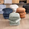 Pouf tournant esprit zen et contemporain en tissu tramé vert sauge « Flow »