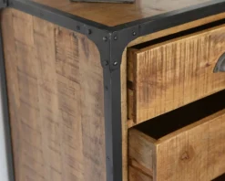 Rangements à tiroirs en bois et métal style commode d’antiquaire "Emil"