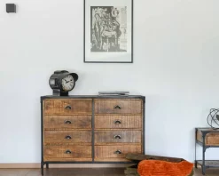 Rangements à tiroirs en bois et métal style commode d’antiquaire "Emil"