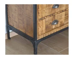 Rangements à tiroirs en bois et métal style commode d’antiquaire 