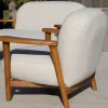 Salon de jardin 3 pièces "Aristochair" en teck tissu d'extérieur blanc cassé