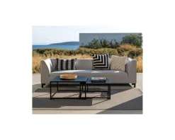Salon de jardin cosy 3 pièces en tissu gris clair Sunbrella 