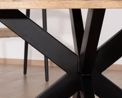 Table à manger carrée 140x140cm bois et métal industriel 
