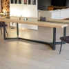 Table à manger contemporaine métal, bois et verre "Cassiopée" 280 cm