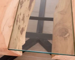 Table à manger contemporaine métal, bois et verre "Cassiopée" 280 cm