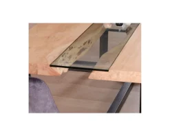 Table à manger contemporaine métal, bois et verre 