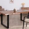 Table à manger en bois recyclé et pieds métal noir en U "Alésia" 200 cm