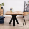 Table à manger en frêne massif et pied étoile métal noir "Sydney" 2m