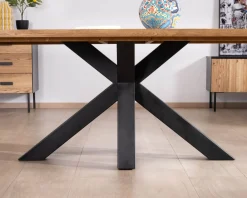 Table à manger en frêne massif et pied étoile métal noir 