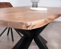 Table à manger haut de gamme plateau bois épais pieds métal "3D" 240cm