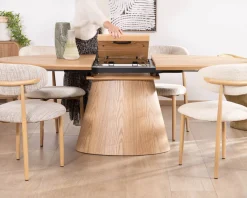Table à manger ovale extensible 160-200 cm aspect chêne 