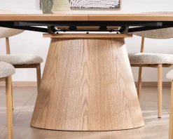 Table à manger ovale extensible 160-200 cm aspect chêne 