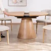 Table à manger ronde 120 cm extensible 160 cm "Oria" style épuré aspect frêne