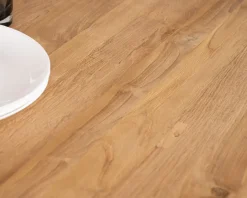 Table à manger ronde en teck recyclé et pieds mikado "Bahia" 130 cm