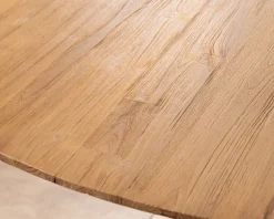 Table à manger XXL 280 cm en teck recyclé et pieds mikado "Bahia" forme bateau