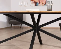 Table à manger XXL 280 cm en teck recyclé et pieds mikado 