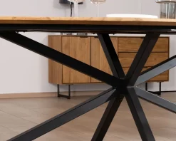 Table à manger XXL 280 cm en teck recyclé et pieds mikado 