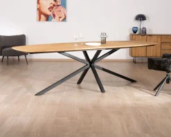 Table à manger XXL 280 cm en teck recyclé et pieds mikado 
