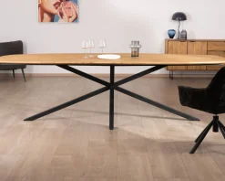 Table à manger XXL 280 cm en teck recyclé et pieds mikado 