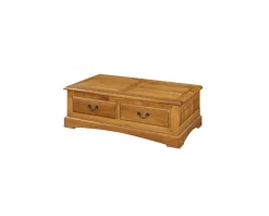 Table basse 2 tiroirs chêne massif "Antique"