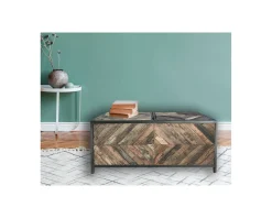 Table basse bar métal et bois industriel 100cm "Wood"
