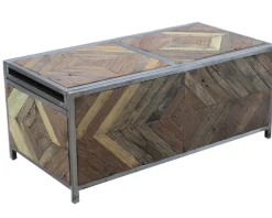 Table basse bar métal et bois industriel 100cm 
