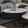 Table basse blanche et noire, céramique et alu, diam.80 "Lazy Beach"