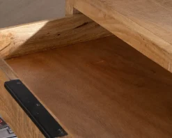 Table basse carrée 80 cm en manguier et pieds métal 