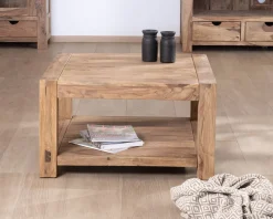 Table basse carrée à double plateau 