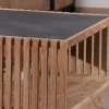Table basse carrée avec plateau en placage pierre et structure bois ajourée "Pikto"