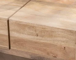 Table basse carrée style contemporain en bois massif naturel 