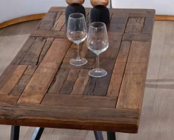 Table basse 120cm en bois massif recyclé et pieds métal noir "Cidade"