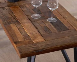 Table basse 120cm en bois massif recyclé et pieds métal noir "Cidade"
