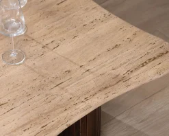 Table basse design en travertin et manguier 