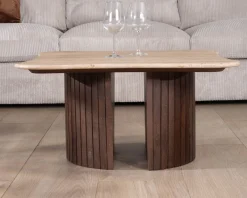 Table basse design en travertin et manguier 