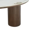 Table basse design forme organique "Oria" plateau céramique et pieds cylindres teinte noyer