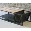 Table basse design industriel en métal et bois massif "Caractère"