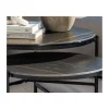 Table basse design noire plateau céramique et structure 3 pieds "Sokha Beach" diamètre 126 cm