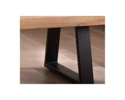 Table basse design plateau naturel pieds trapèzes en métal « Caractère »