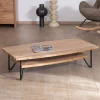 Table basse double plateau forme bateau en acacia massif "Zen Black"