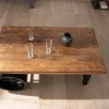 Table basse en bois de récupération avec roues en métal "Carriola"